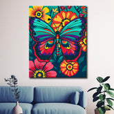 Painting by Numbers: Colored Butterfly on Flowers